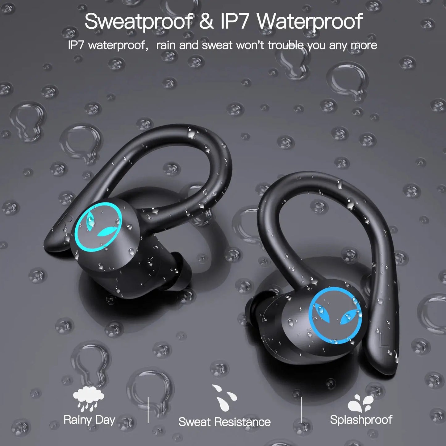 Bluetooth Headset Wireless Sports Headphones TWS Bluetooth 5.4 Earphones Ear Hook Running Stereo Earbuds With EMC Mic Waterproof by All Mart Bristol Ltd