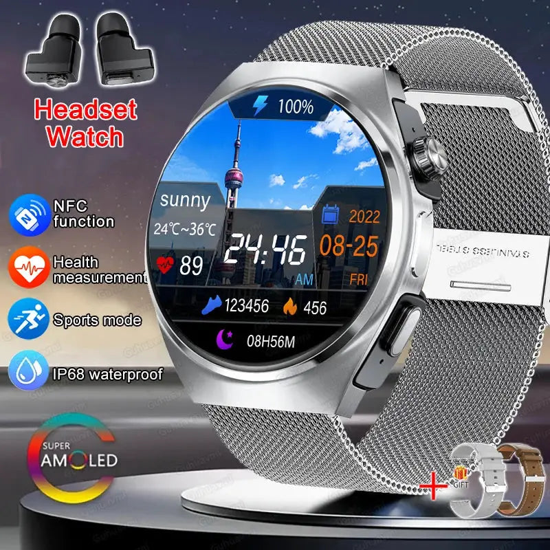 For Man Women New 2 in 1 Smart Watch With Earbuds Smartwatch TWS Bluetooth Earphone Heart Rate Blood Oxygen Monitor Sports Watch by All Mart Bristol Ltd
