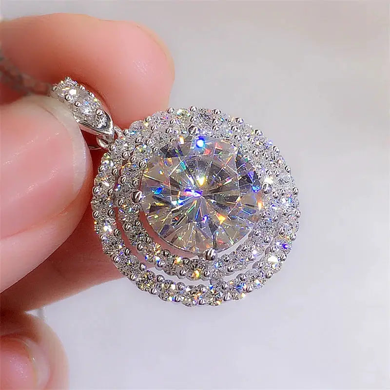 Huitan Gorgeous Bridal Wedding Necklace Mosaic AAA Cubic Zirconia Round Pendant Elegant Women's Neck Accessories Fashion Jewelry by All Mart Bristol Ltd