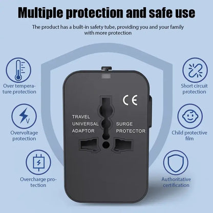Portable Universal Travel Adapter with 2 USB Ports 2.1A Fast Charger All-in-one Travel Adapter EU/UK/USA/AUS Plug for Travel by All Mart Bristol Ltd