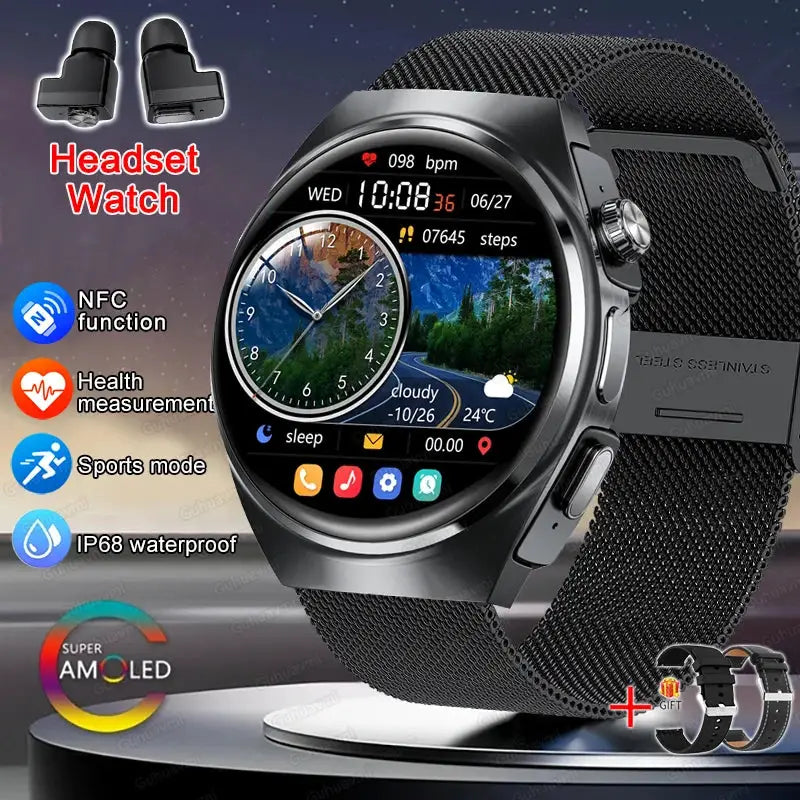 For Man Women New 2 in 1 Smart Watch With Earbuds Smartwatch TWS Bluetooth Earphone Heart Rate Blood Oxygen Monitor Sports Watch by All Mart Bristol Ltd