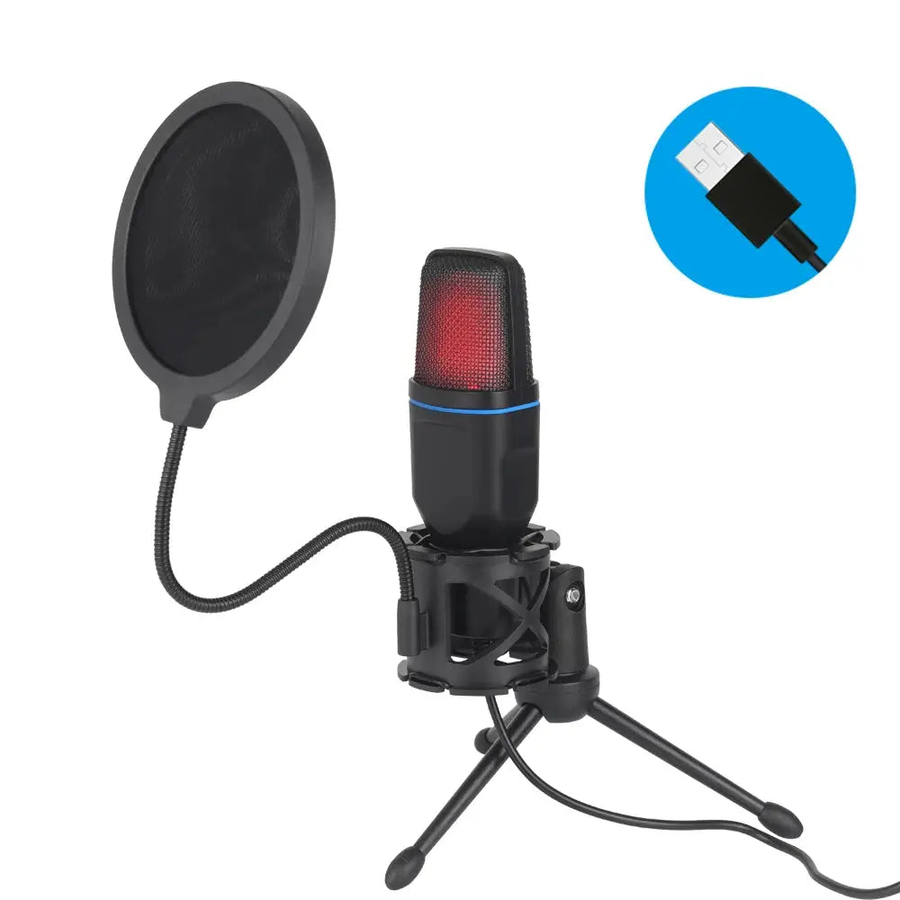 USB Microphone RGB Microfone Condensador Wire Gaming Mic for Podcast Recording Studio Streaming Laptop Desktop PC by All Mart Bristol Ltd