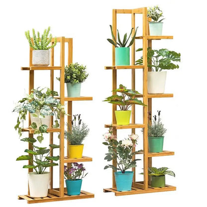 Bamboo 5 / 6 Tier Plant Stand Rack Multiple Flower Pot Holder Shelf Indoor Outdoor Planter Display Shelving Unit for Patio by All Mart Bristol Ltd