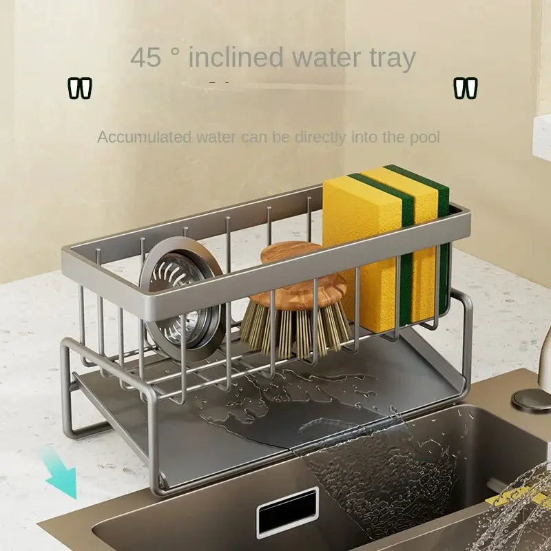 Stainless Steel Kitchen Sink Sponge and Dishcloth Drainage Rack by All Mart Bristol Ltd