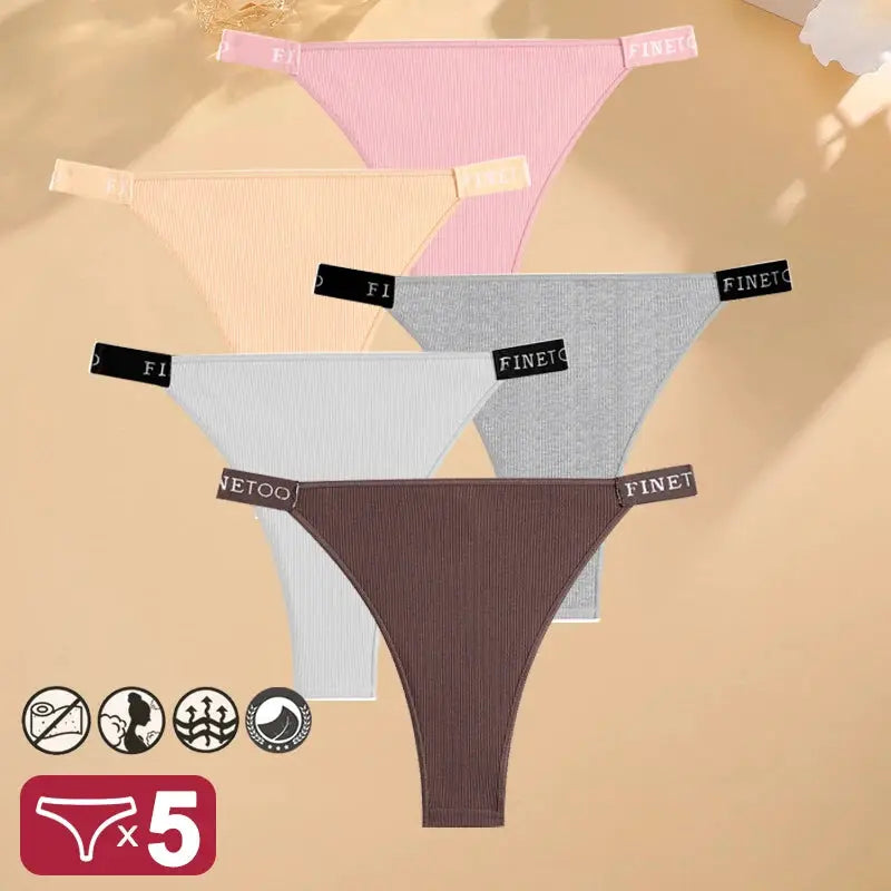 5PCS/Set Sexy Lingerie Women Cotton Panties Finetoo Letter Low Waist Female Briefs Underwear Comfort Underpants Women Intimates by All Mart Bristol Ltd