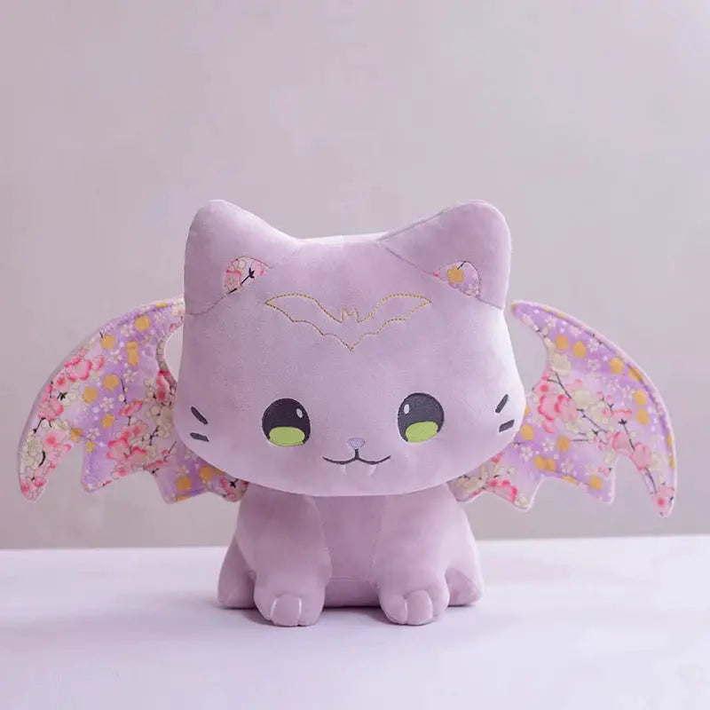 Cute Pink Japanese Sakura Cat Flying Wings Bat Plush Toy Stuffed Purple Bats Plushies for Birthday Gift by All Mart Bristol Ltd