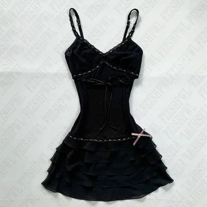 Grunge Punk Gothic Fairycore Emo Girls Dress Sexy Slim Lace Chic Fashion Aesthetic Women's Dresses Harajuku Retro Y2K Streetwear by All Mart Bristol Ltd
