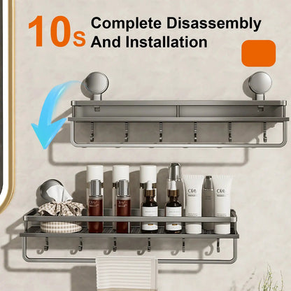 Suction Cup Bathroom Rack Shower Shelf Toilet Space Aluminum Wall Hanging Shampoo Rack Bathroom Organizer No Drill Wall Shelf by All Mart Bristol Ltd