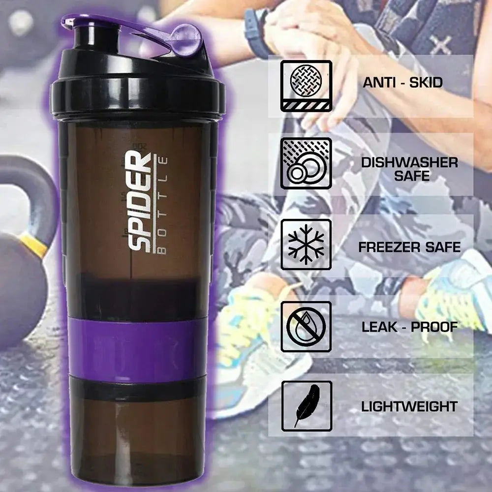 Shaker Bottle for Gym Protein Powder Cup 3 Layers Leak Proof Water Bottle for Gym Mixing Shake Bottle Outdoor Portable Drink Cup by All Mart Bristol Ltd