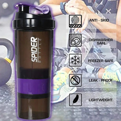 Shaker Bottle for Gym Protein Powder Cup 3 Layers Leak Proof Water Bottle for Gym Mixing Shake Bottle Outdoor Portable Drink Cup by All Mart Bristol Ltd