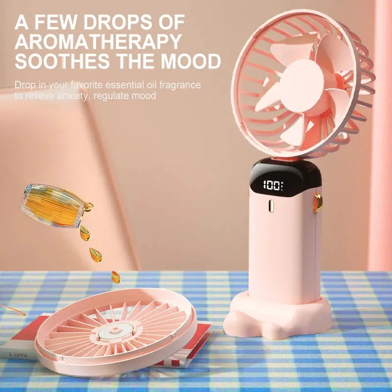 2024 New 1800mAh Portable Fan Rechargeable 90° Foldable Fan Mini Air Conditioner Small Fan Air Cooler with LED Digital Display by All Mart Bristol Ltd