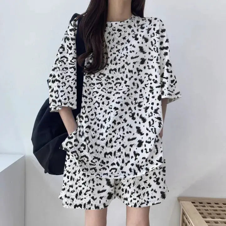 Women T-Shirt Shorts Suit Set Casual Tie Dye Loose tshirt and wide leg middle shorts with pockets female Soft Summer Shorts Sets by All Mart Bristol Ltd