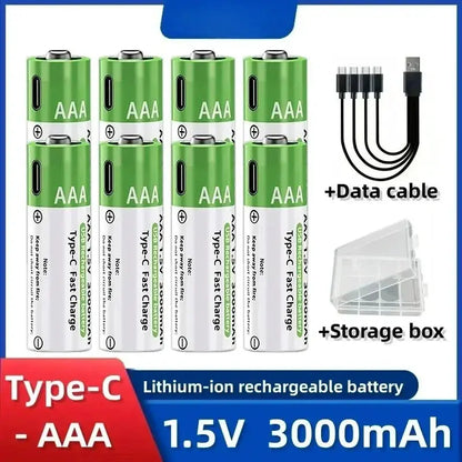 2025NEW Lithium-Ion Battery Type-C Rechargeable High-Capacity Battery AA&AAA Battery For remote control, mouse, electric toys by All Mart Bristol Ltd