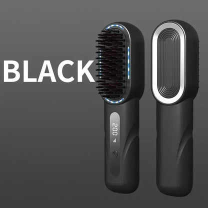 Wireless Straight Curling Hair Comb Heating Negative Ion Hair Straightener Rechargeable Anti-scalding Electric Hair Care Brushes by All Mart Bristol Ltd