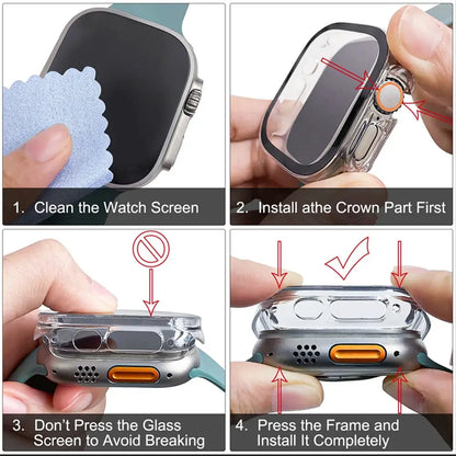 Glass+case For Apple Watch Ultra 49mm PC Bumper+Screen Protector Tempered luxury box Cover for apple watch ultra 2 Accessories by All Mart Bristol Ltd