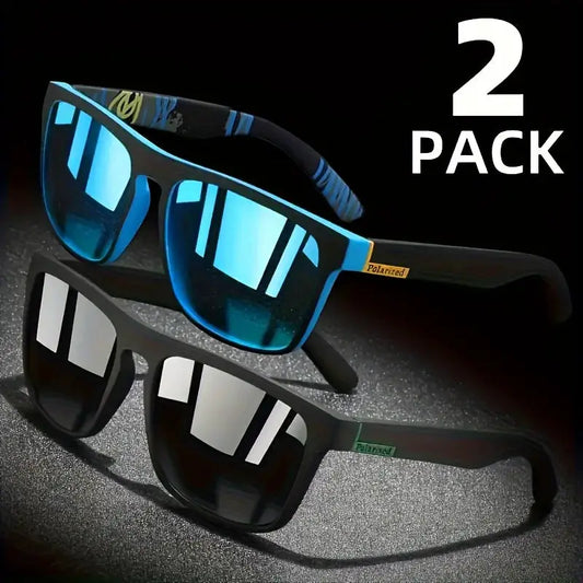2pcs Square Polarized Sunglasses Anti Glare Sun Shades For Summer Party Vacation Travel Driving Fishing by All Mart Bristol Ltd