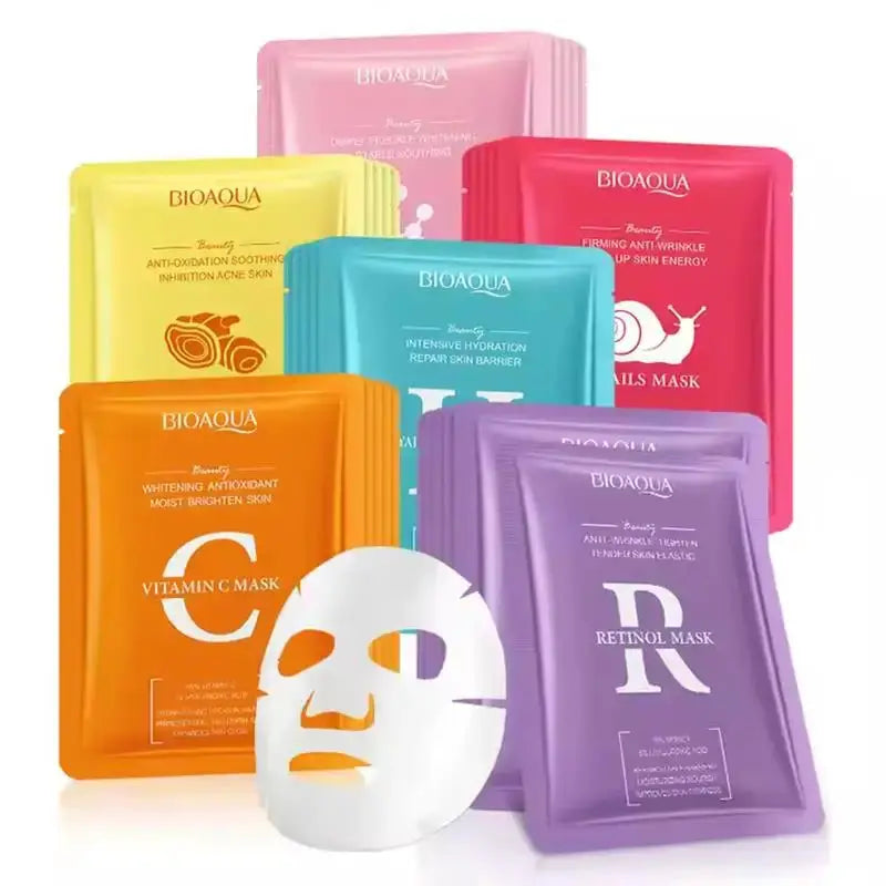 5/10pcs BIOAQUA Snail Hyaluronic Acid Retinol Face Mask skincare Moisturizing Hydrating Firming Facial Masks for Face Skin Care by All Mart Bristol Ltd