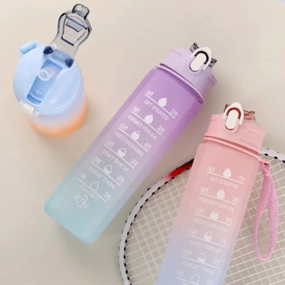 750ML Large Capacity Water Bottle Portable Plastic Clear Drink Bottle with Time Marker Motivational Sports Water Cup by All Mart Bristol Ltd