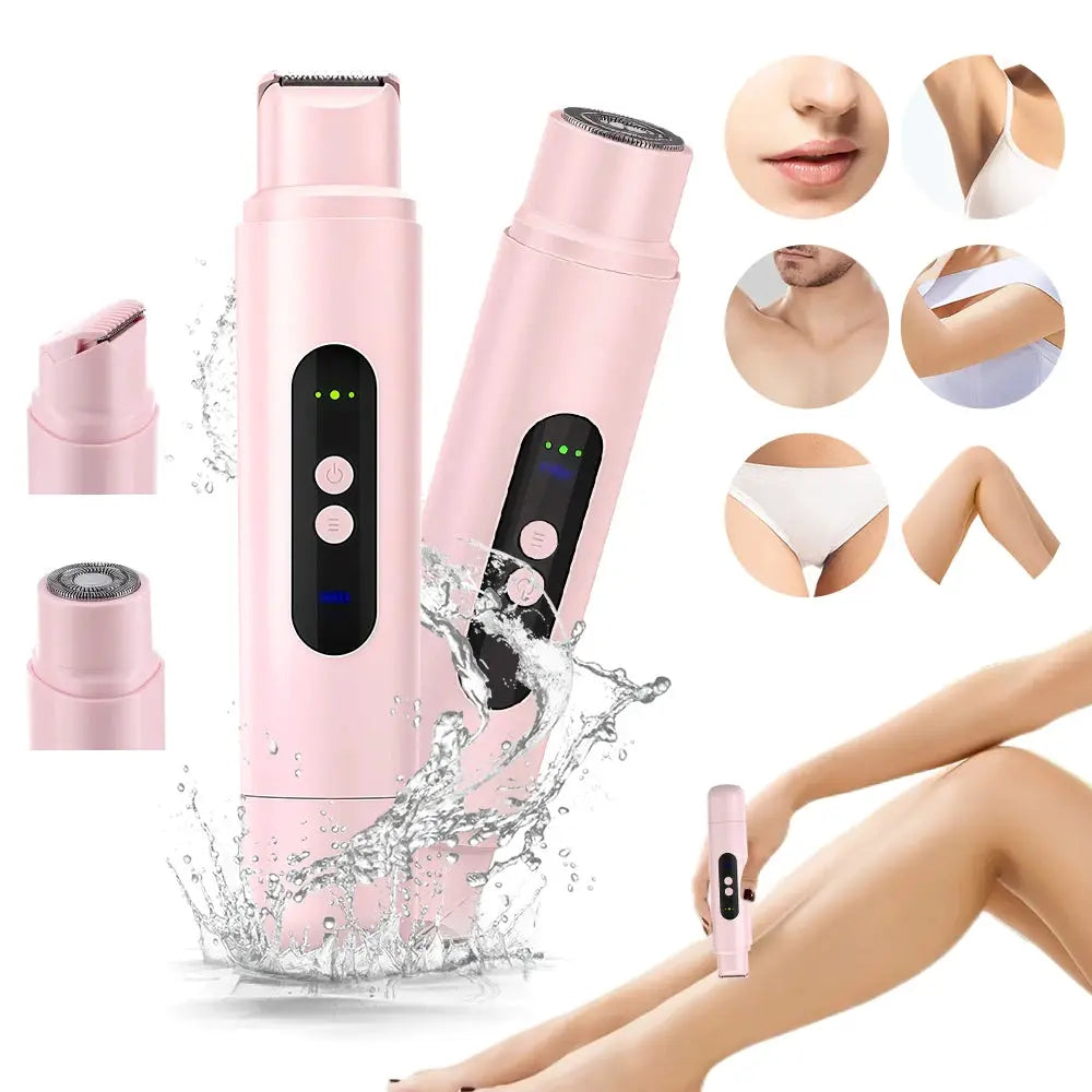 Electric Shaver for Women Waterproof Wet Dry Hair Razors 2 in 1 Double Head Dual Bikini Hair Trimmer Detachable Head Shaver by All Mart Bristol Ltd