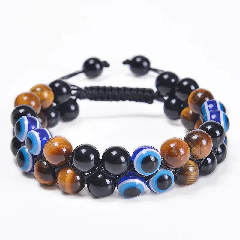 Fashion Men Bracelets Hematite Tiger Eye Double Layer Row Bracelets Pulsera Hombre Magnetic Health Protection Healing Bracelets by All Mart Bristol Ltd