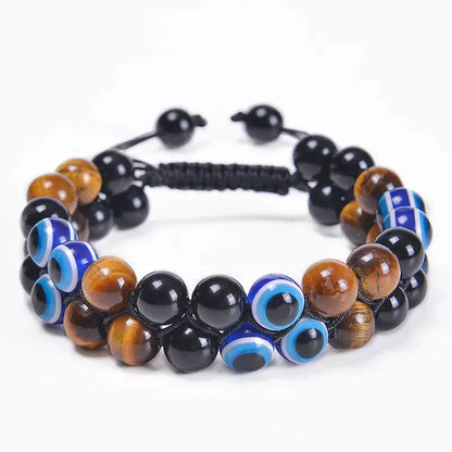 Fashion Men Bracelets Hematite Tiger Eye Double Layer Row Bracelets Pulsera Hombre Magnetic Health Protection Healing Bracelets by All Mart Bristol Ltd