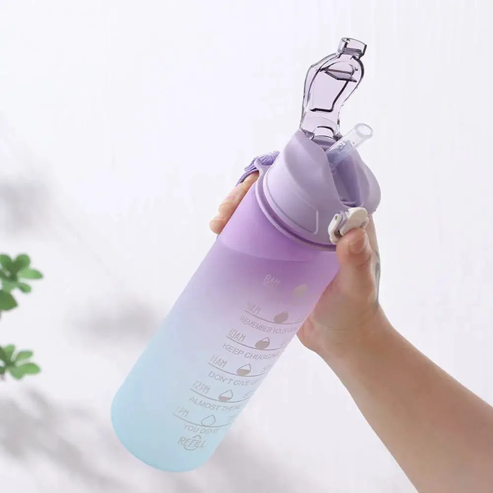 750ML Large Capacity Water Bottle Portable Plastic Clear Drink Bottle with Time Marker Motivational Sports Water Cup by All Mart Bristol Ltd