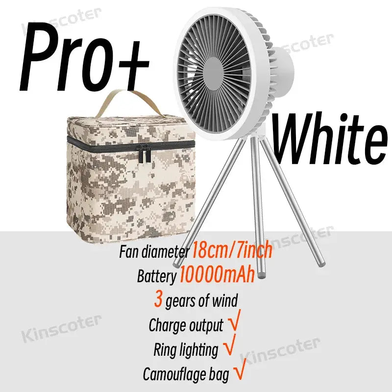 10000mAh 4000mAh Camping Fan Rechargeable Desktop Portable Circulator Wireless Ceiling Electric Fan with Power Bank LED Lighting by All Mart Bristol Ltd