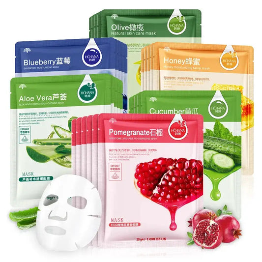10pcs Natural Plant Facial Mask Moisturizing Oil Control Anti-Aging Fruit Aloe Korean Sheet Face Mask Beauty Skin Care Prodcuts by All Mart Bristol Ltd