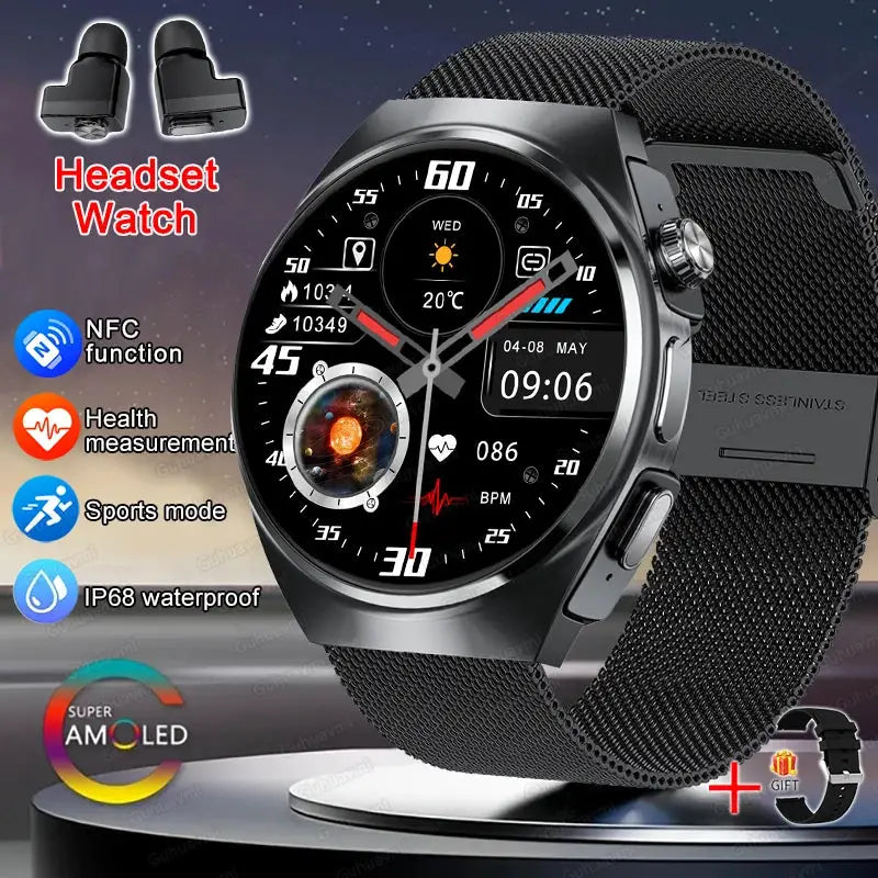 For Man Women New 2 in 1 Smart Watch With Earbuds Smartwatch TWS Bluetooth Earphone Heart Rate Blood Oxygen Monitor Sports Watch by All Mart Bristol Ltd