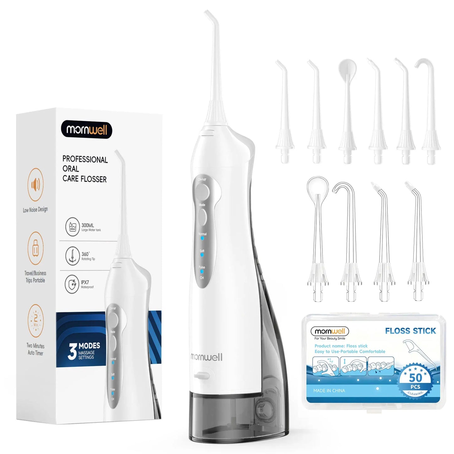 D52 Portable Cordless Water Flosser USB Rechargeable Water Jet Floss Tooth Pick 4 Jet Tip 300ml 3 Modes Teeth Clean for Travel by All Mart Bristol Ltd