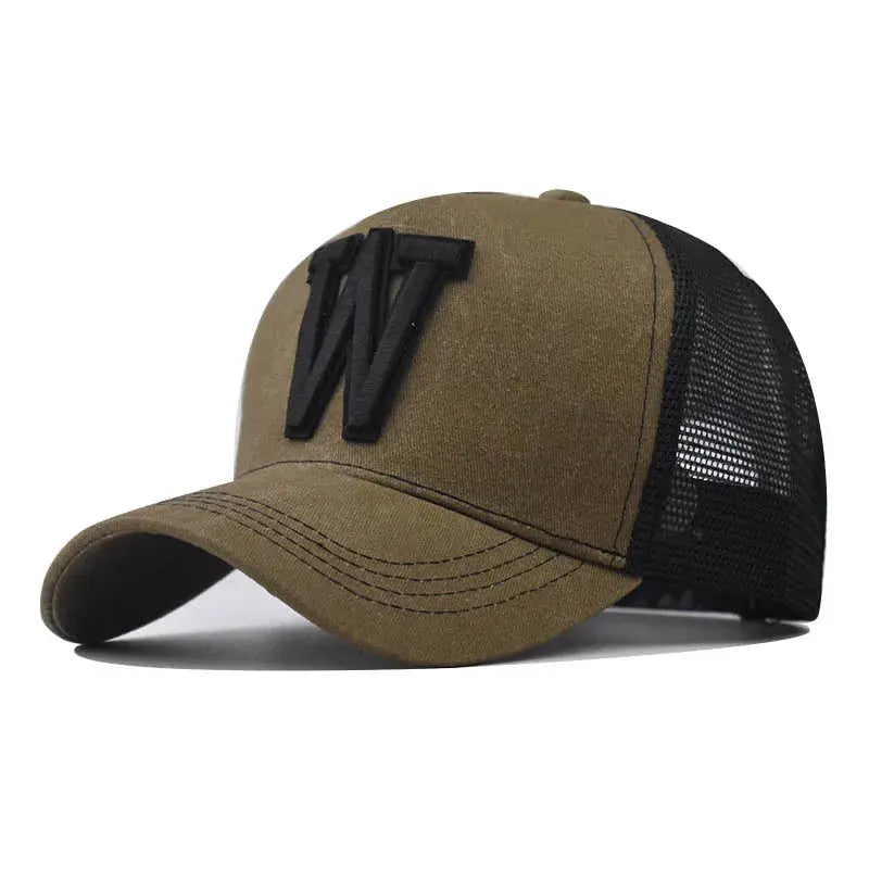Fashion New Women Men Mesh Baseball Cap Male Lady Breathable W Embroidery Snapback Hats Unisex Trucker Hats Cap For Women Men by All Mart Bristol Ltd