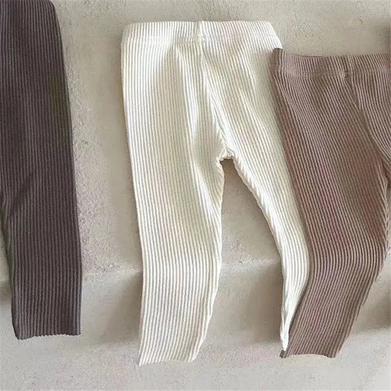 New Baby Cotton Ribbed Leggings Solid Cotton Infant Stretch Pants Soft Comfortable Toddler Pants Kids Boys Girls Trousers by All Mart Bristol Ltd