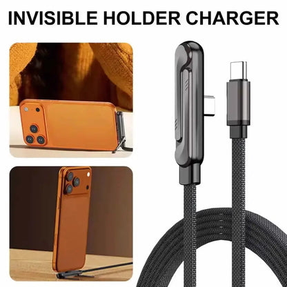 Sideways Phone Charger,Invisible Stand Charging Cable,Built In Phone Stand Charging Cord with Folding Phone Stand 2-in-1 Holder by All Mart Bristol Ltd