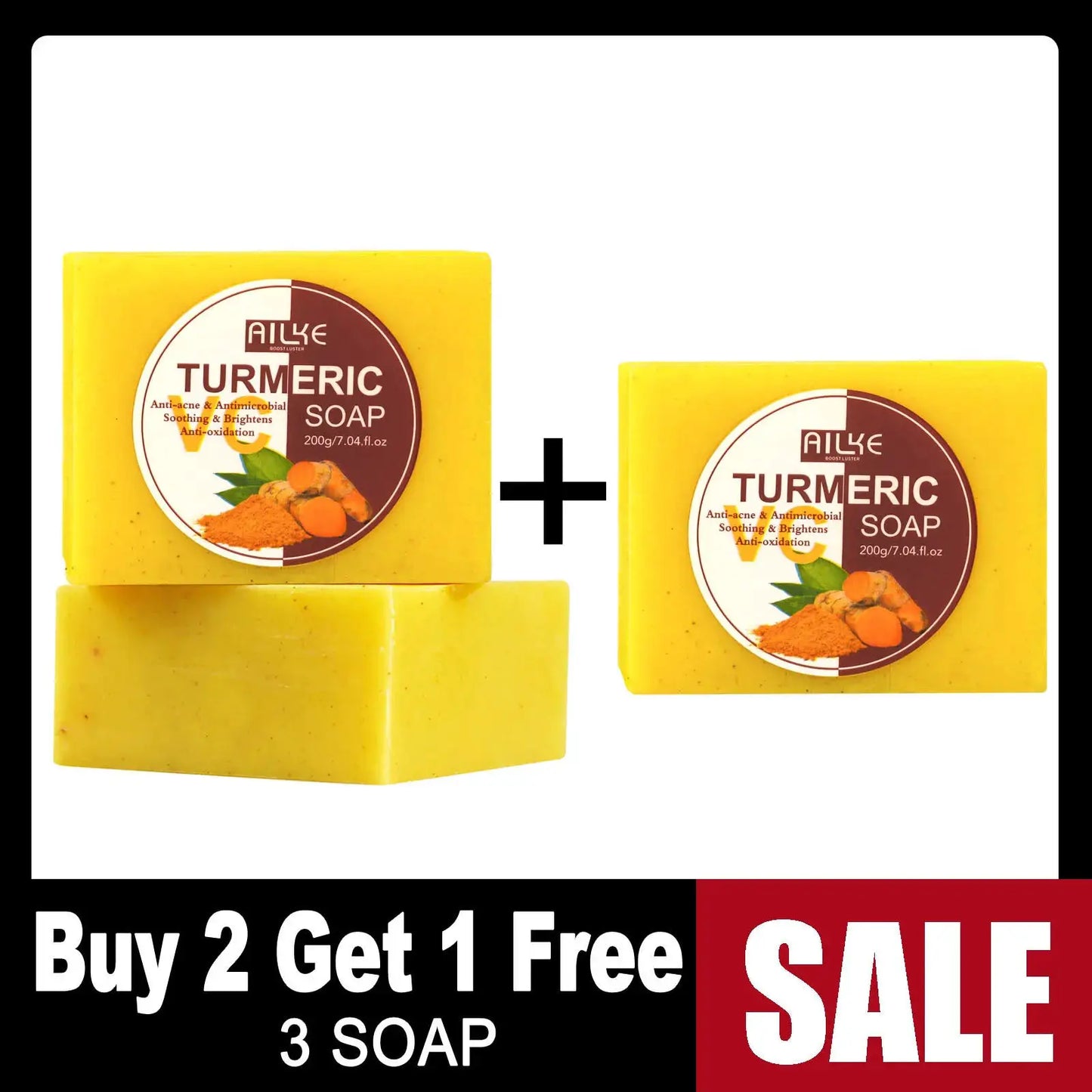 AILKE Organic Turmeric Lightening Skin Care Set, Reduce Acne, Improve Dullness, Hydration, Exfoliate, Clean and Smooths Skin by All Mart Bristol Ltd