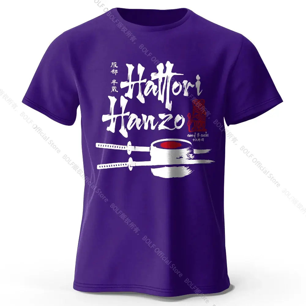 Men's Hattori Hanzo Printed T-Shirt 100% Cotton Oversized Ninja Graphic Tees for Women Summer Tops Samurai Streetwear by All Mart Bristol Ltd