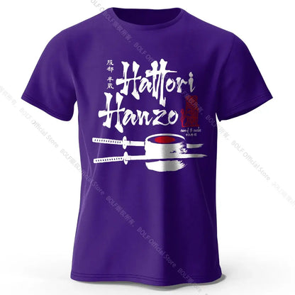 Men's Hattori Hanzo Printed T-Shirt 100% Cotton Oversized Ninja Graphic Tees for Women Summer Tops Samurai Streetwear by All Mart Bristol Ltd