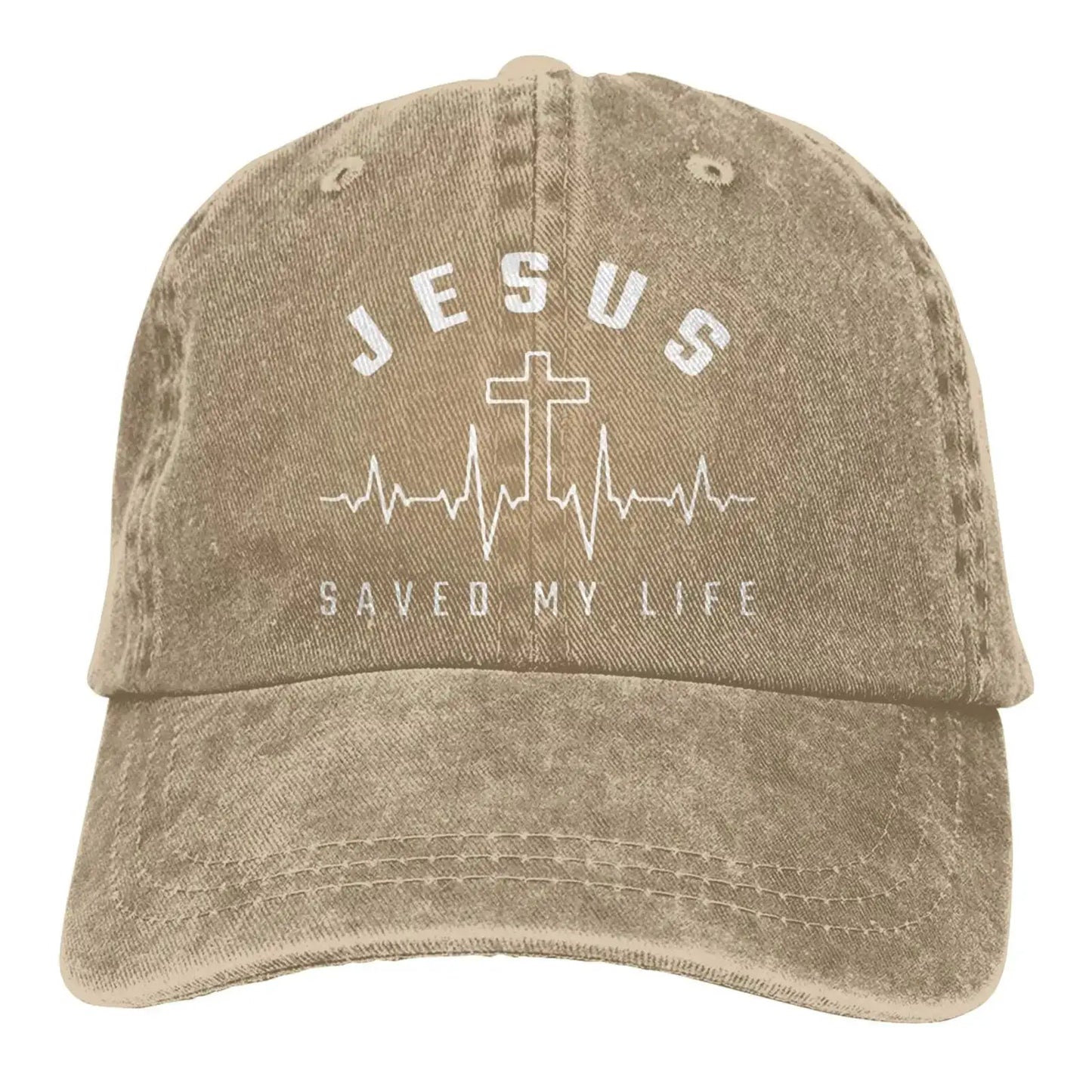 Jesus Saved My Life Hat Christian Baseball Cap Washed Cotton Denim Dad Hat for Men Women by All Mart Bristol Ltd