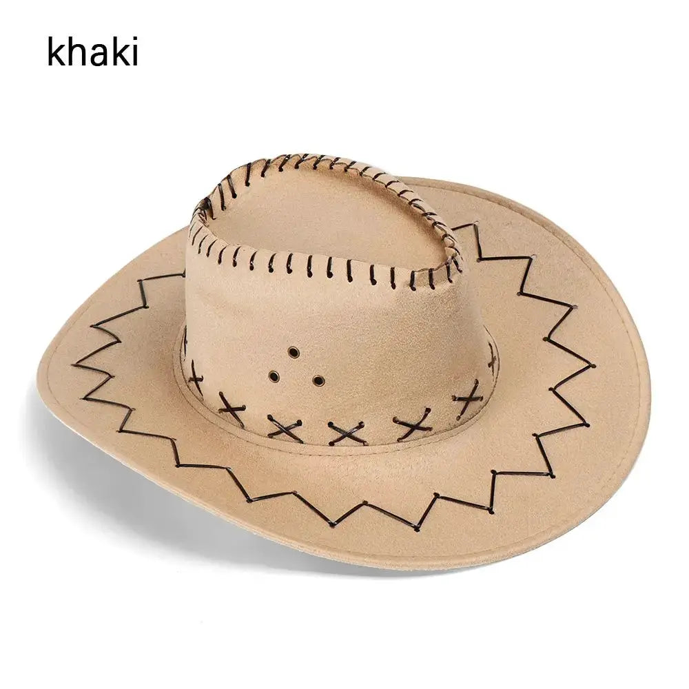 Women Men Cowboy Hat Western Suede Cowgirl Hats Fashion West Fancy Dress Party Headwear Unisex Cap by All Mart Bristol Ltd
