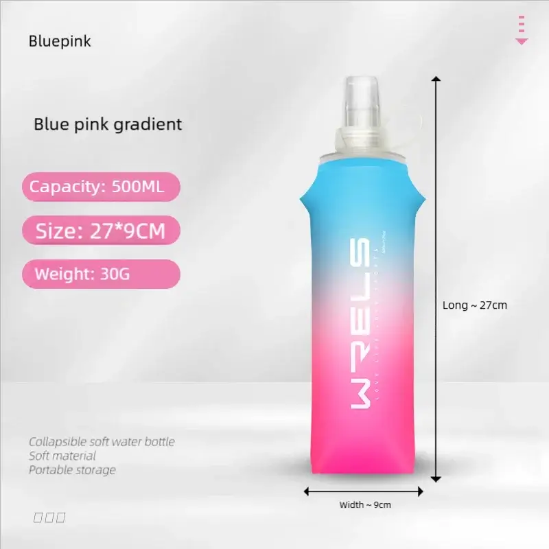 Sport Water Bottle TPU Folding Soft Flask Drink Portable Water Bottle High Flow Running Hiking Bicycle Fitness Water Bag by All Mart Bristol Ltd
