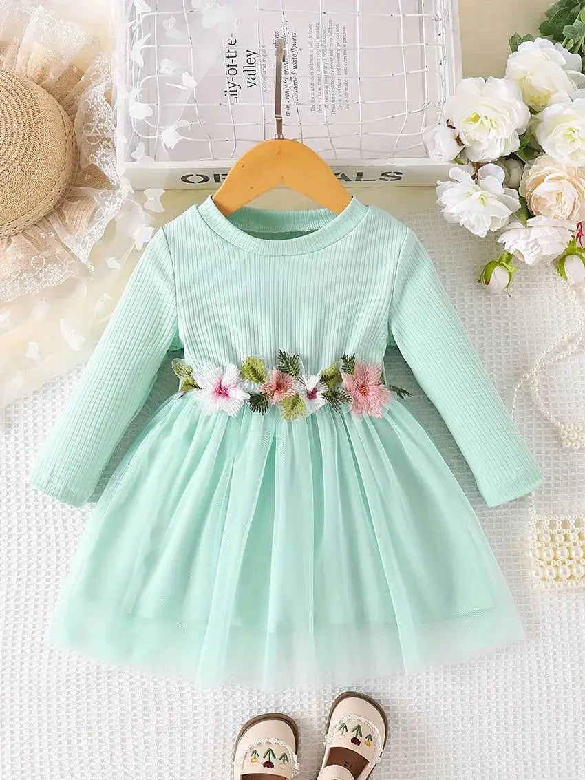 Prowow 3-24M Baby Girls Dresses Long Sleeve Pink White Patchwork Belted Dress For Girl Newborn Baby Clothes Infants by All Mart Bristol Ltd
