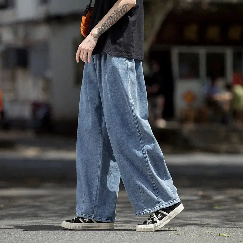 Men's Jeans Hip Hop Streetwear Skateboard Neutral Denim Trousers Men Jeans Wide Leg Denim Cargo Jean Pants Loose Straight Baggy by All Mart Bristol Ltd