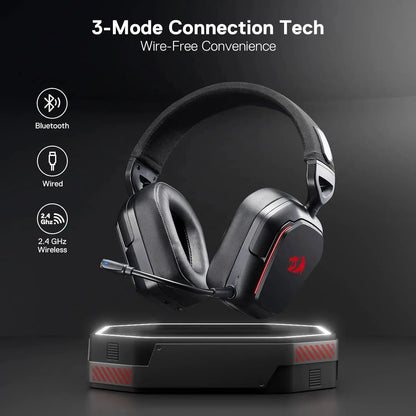 Redragon H868 3-Mode Wireless RGB Gaming Headset 7.1 Surround Sound 40 mm Drivers Noise-canceling Microphone Over-Ear Headphones by All Mart Bristol Ltd