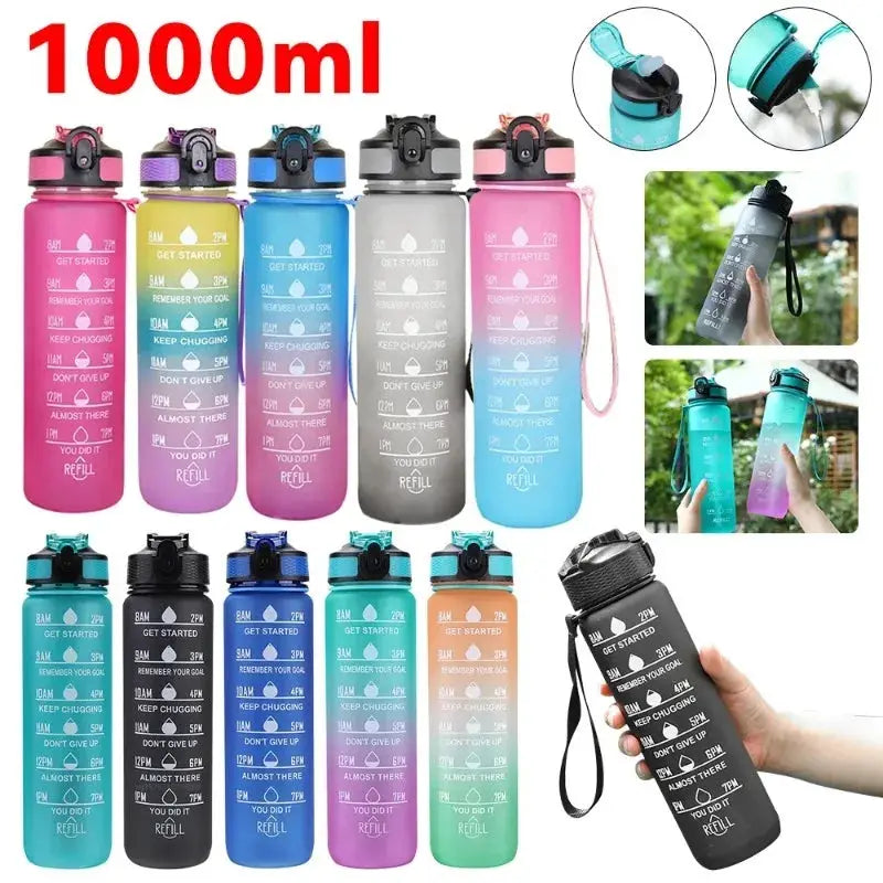 1L Water Bottle Portable Sport Water Bottle Pretty Drink Bottle Leakproof Gym Water Bottle for Outdoor Travel Fitness Cycling by All Mart Bristol Ltd