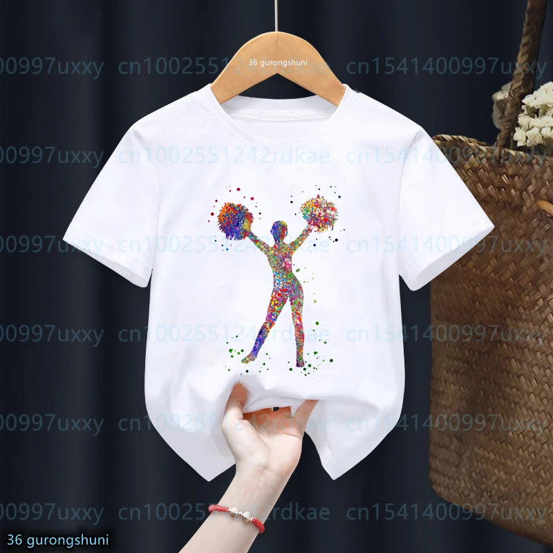 kawaii Girls T-Shirts Cheerleader Girls Sports Gymnastics Enthusiast Tshirts Fashion kids Clothing Tshirt girls clothes 2 to15 by All Mart Bristol Ltd