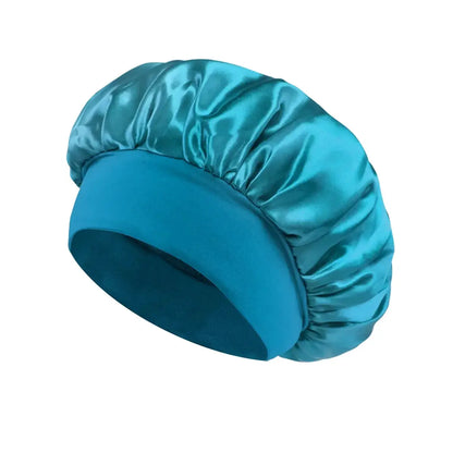 Women Satin Bonnet Hair Bonnet for Sleeping Hair Care Silk Bonnets Solid Wide-brimmed Sleeping Hat with Elastic Soft Band by All Mart Bristol Ltd