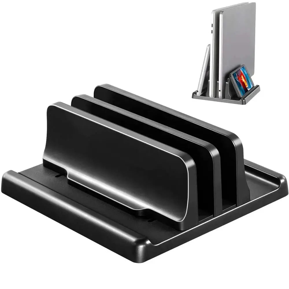 Dual-Slot Vertical Laptop Stand Holder Adjustable Double Desktop Notebook Dock Space-Saving for MacBook HP Dell Chrome Book iPad by All Mart Bristol Ltd