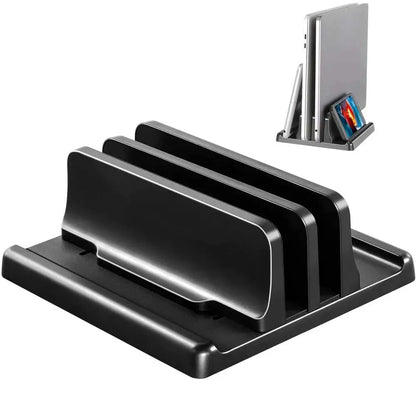 Dual-Slot Vertical Laptop Stand Holder Adjustable Double Desktop Notebook Dock Space-Saving for MacBook HP Dell Chrome Book iPad by All Mart Bristol Ltd
