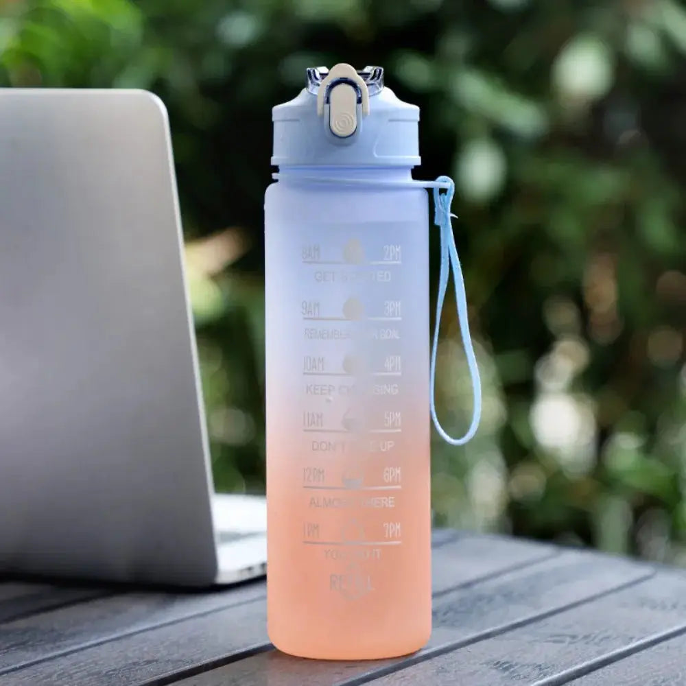 750ML Large Capacity Water Bottle Portable Plastic Clear Drink Bottle with Time Marker Motivational Sports Water Cup by All Mart Bristol Ltd