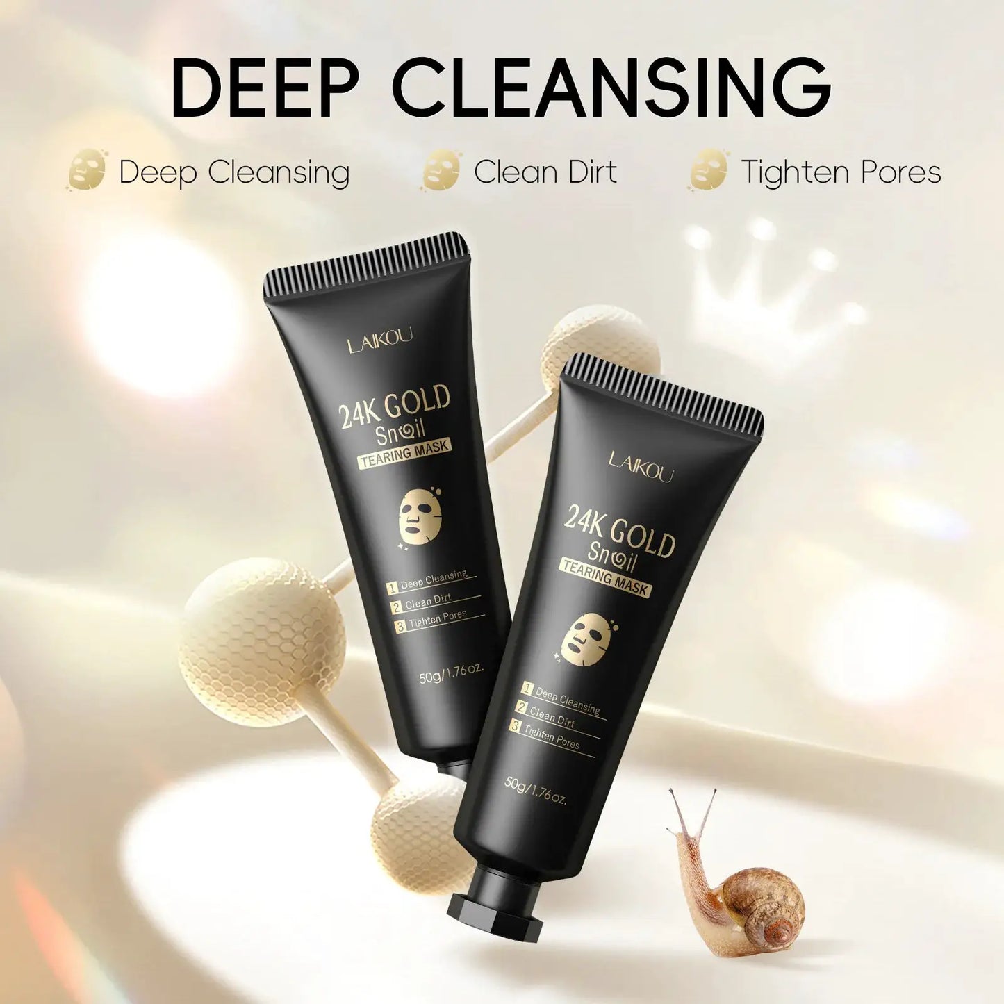Laikou 24K Gold Snail Peel Off Mask Powerful Pore Cleaner Blackhead & Dirt Remover Detoxifying Facial Shining Skin Care 50g by All Mart Bristol Ltd