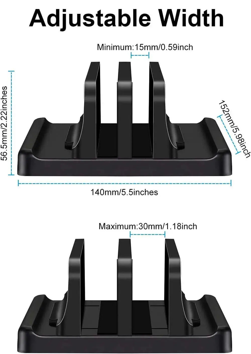 Dual-Slot Vertical Laptop Stand Holder Adjustable Double Desktop Notebook Dock Space-Saving for MacBook HP Dell Chrome Book iPad by All Mart Bristol Ltd